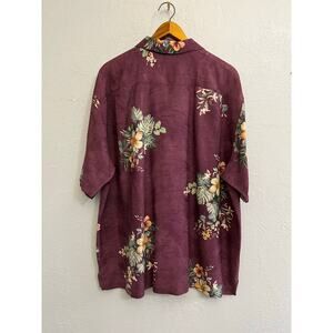 Tommy Bahama Silk Hawaiian Shirt XL Purple Floral Camp Shirt Original Fit Summer